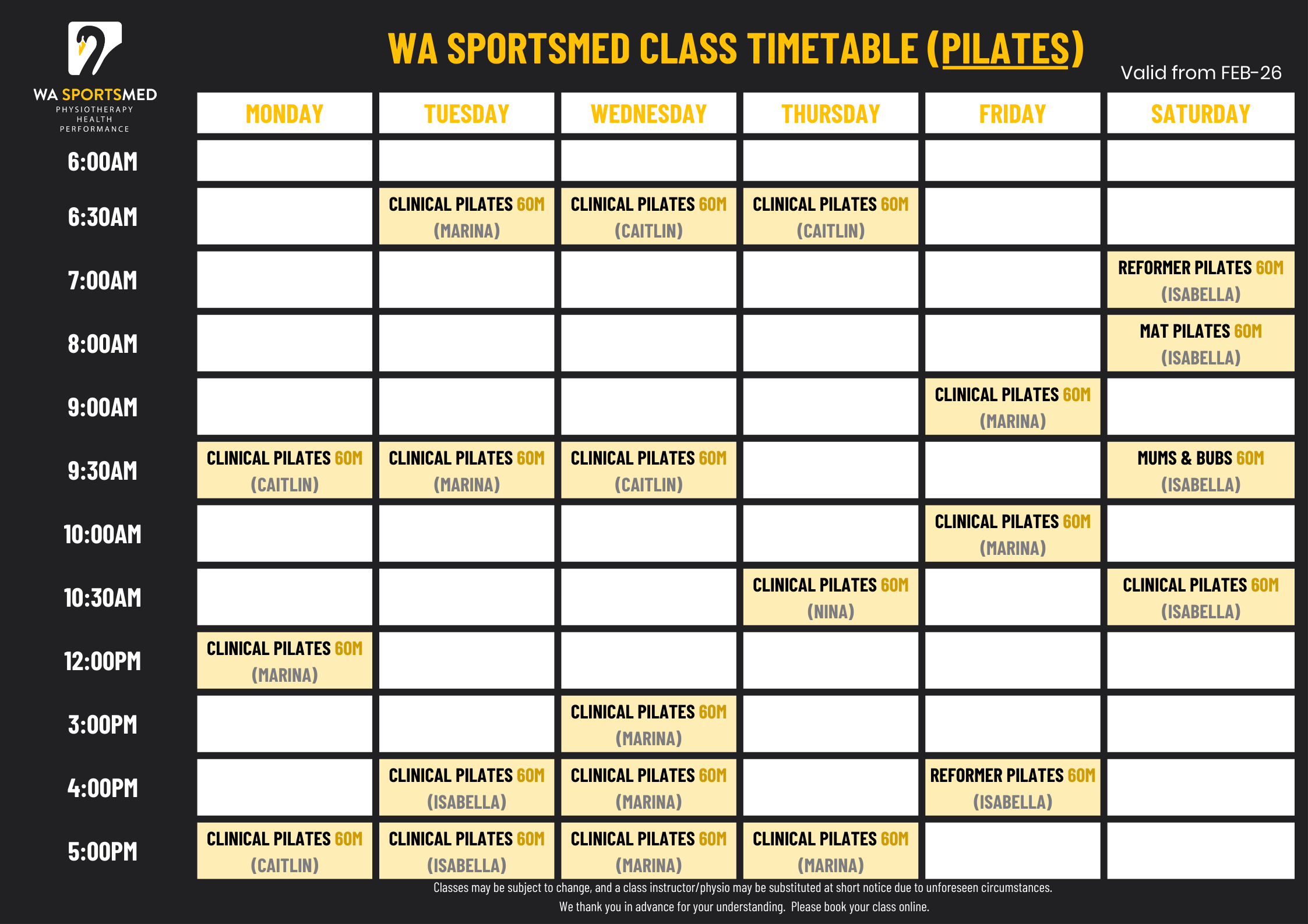 WA SportsMed Pilates Class