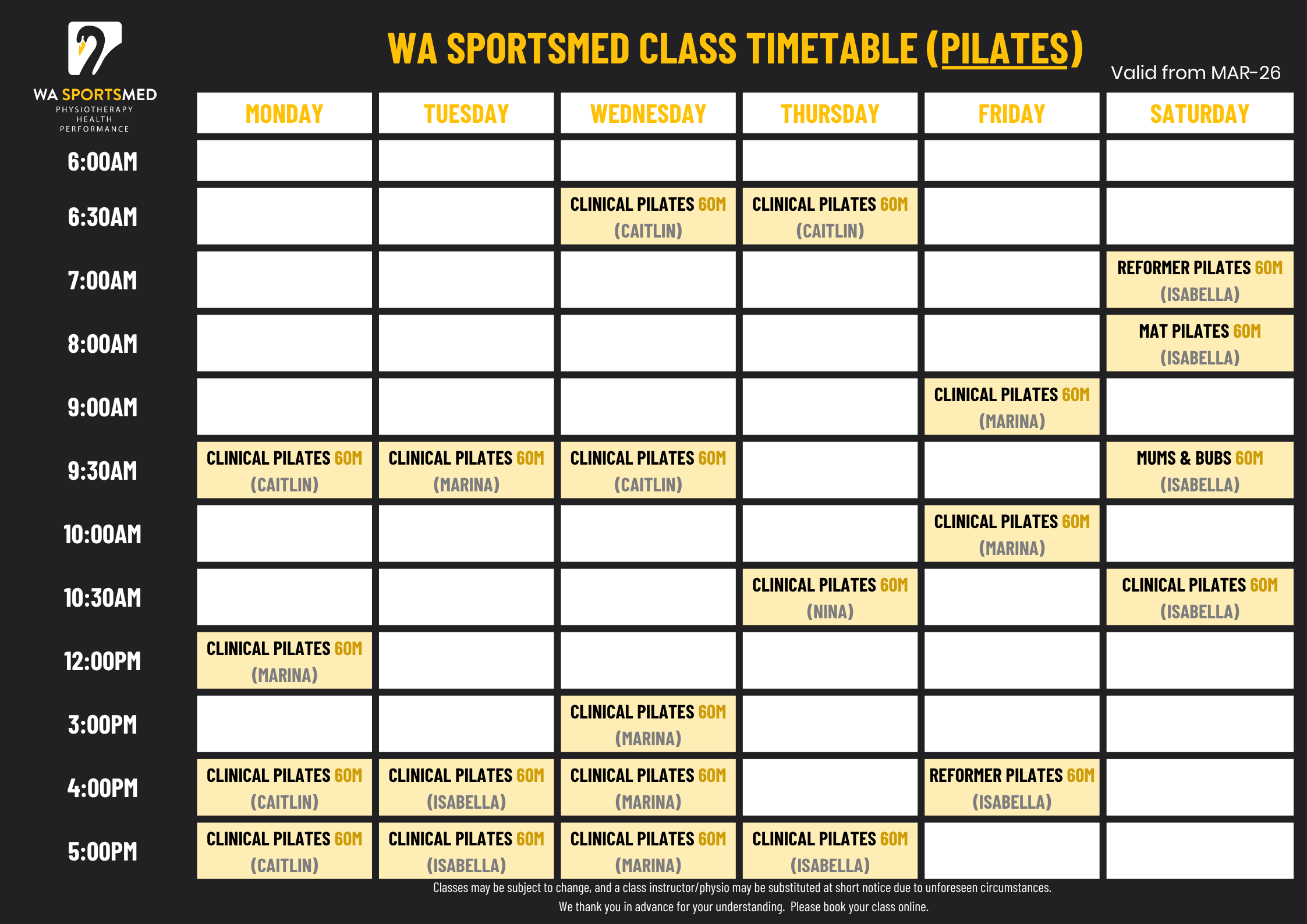 WA SportsMed Pilates Class